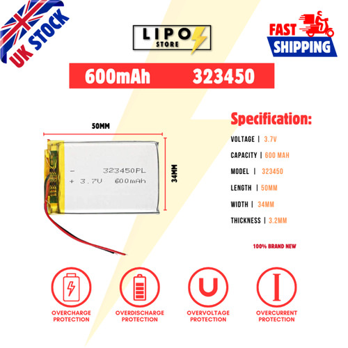 323450 600mah lipo - ⚡,