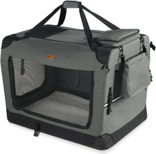 Dog Carrier XL, Foldable Pet Travel Portable Fabric Dog Crate W/Cushion, Grey