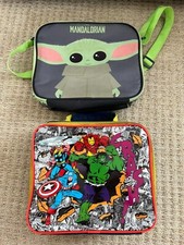 2 x Star Wars & Marvel Child Kids Lunch Bag Grogu The Child Mandalorian Hulk