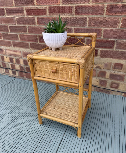 Vintage bamboo rattan side - bamboo,