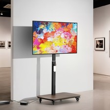 Mobile Floor TV Cart Stand with Remote Control & Locking Wheels for 37-77Inch TV