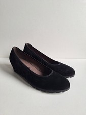 Gabor Fashion Women's Suede Low Wedge Flats Black Shoes Size 8