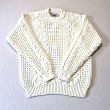 Taylor & Butler Ladies Chunky Knit Pattern Jumper Size Large White/Cream VGC.