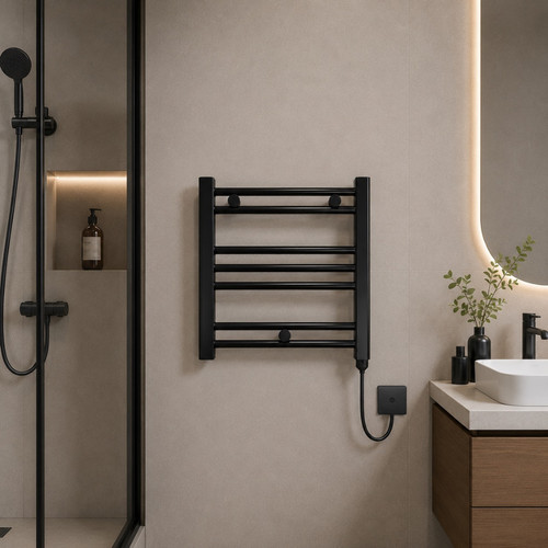 Black electric towel - towel, rail