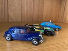 3 x Matchbox Cars 1983 Imsa Mustang Citroen 15 CV Blue 1985 Renault 11 Taxi Bond