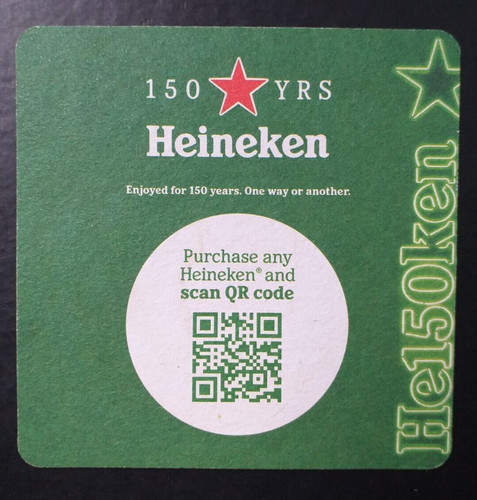 Beer mat heineken 150 years - 150,