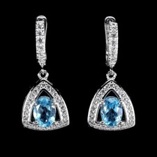 Silver Earrings Blue Topaz