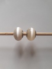 Set Of 2 TRUTH silver PK 925 white cat's eye bracelet charm Beads