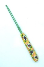 Handmade Polymer Clay Crochet Hook 4mm. Beautiful Colourful handle.