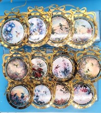 Set Of 12 Vtg 1997 Bradford Editions Hummingbirds Ornaments Porcelain & Brass