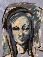 Vintage Penelope Completed  Tapestry Canvas Portrait “Farida” Craft Projects