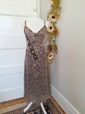 STUNNING LUISELLE  ITALIAN FLORAL LACE WITH SEQUINS STRAPPY MIDI DRESS Sz M/L