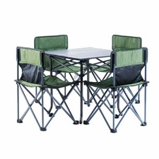 Portable Folding Camping Dining Table Set Picnic Aluminium Roll Up - 5 Piece -OB