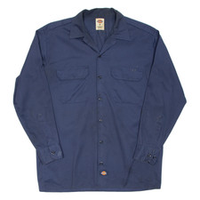 DICKIES Mens Worker Shirt Blue Long Sleeve M