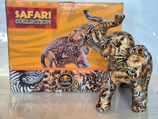 Collage La Vie Safari DéCoupage Large Standing ceramic Elephant 28 cm tall  Box