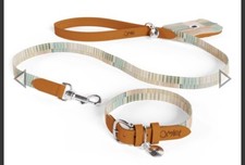New - Omlet - Dog Lead & Collar Set. Size SMALL - Pawsteps Natural Print