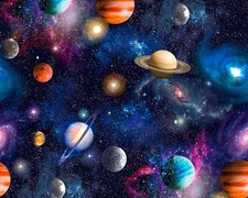 Cotton Fabric Space Galaxy Planets Universe Little Johnny Craft Material 60''