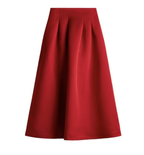 Red satin fit flare midi - &,