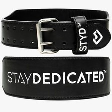 STAY DEDICATED Weight Lifting Gym Fitness Belt 4" Cowhide Leather Heavy Duty
