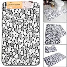Pebble Style Bath Memory Foam Mat Pedestal Non Slip Toilet Bathroom Rugs 2 PCs