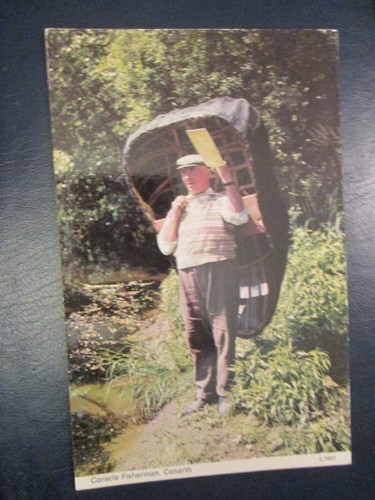 Postcard coracle fisherman - postcard, of