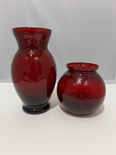 Vintage ruby red vases - ruby, pair