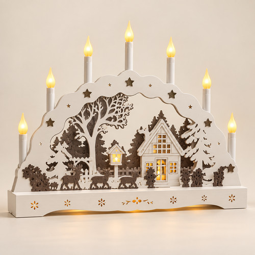 45cm wooden led candle arch - led,