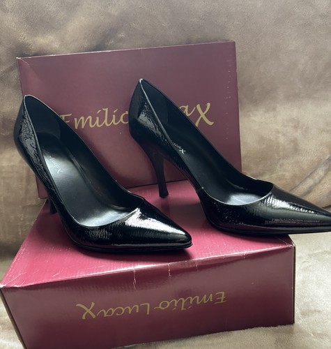 Black patent stiletto shoes - black,