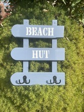 New Wooden Beach Hut Sign With