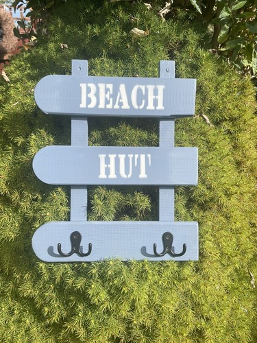 New wooden beach hut sign - beach,