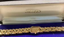 Loverly Rare Vintage Ladies Seiko Gold Plated Quartz  Asymmetrical Case