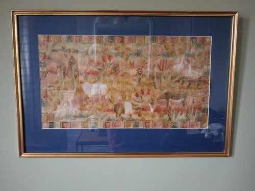 Framed batik and ink - framed,