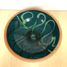 Cricklade Studio Pottery Bowl Vintage Ivan Martin Blue Swirl Earthenware 15cm