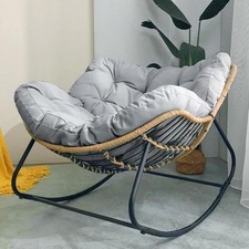 Oversized Papasan Rocking Chair Indoor Outdoor Lounge Seat Comfort Grey
