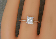 Stunning 950 Platinum 0.66ct Radiant Cut GIA Diamond Solitaire Ring UK Size L