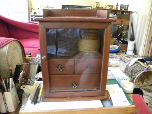 Antique oak smokers cabinet - smokers,