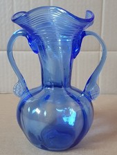 Vintage Hand Blown Cobalt Blue Glass Pitcher Vase.