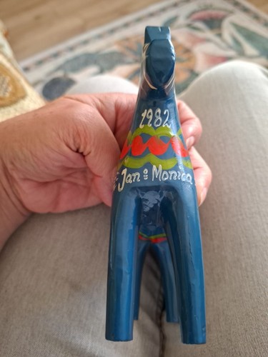 Blue swedish folk art wooden - blue,