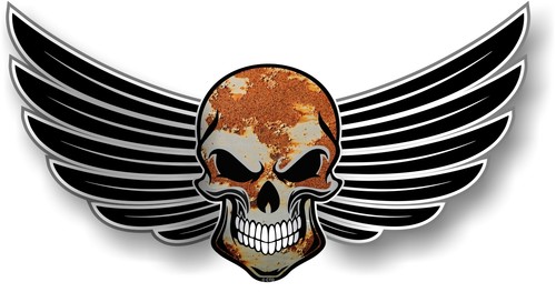 Winged biker skull wings - wings, retro