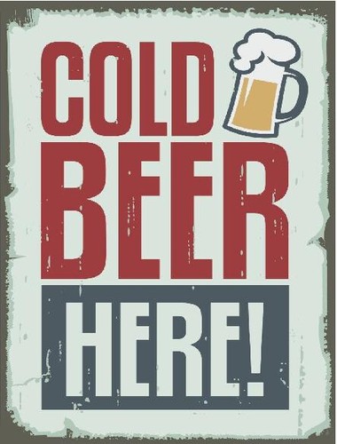Cold beer here metal retro - cold,