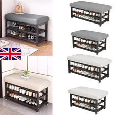 Shoe Bench Shoe Storage Rack Cabinet Organiser with Cushion Padded Seat Unit UK
