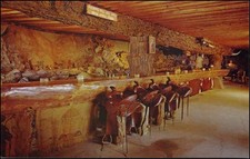 Unique Log Bar, Saddles For Stools, Frontier Town, Helena, Mont--Postcard G816