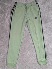 Adidas Mens Joggers M Green Black Stripes Cuffed Tracksuit Bottoms Gym