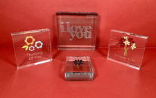 Spaceform And Other Glass Text Token Paperweight Keepsake I Love You Thank You