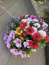 Colourful Garden Hanging Basket Artificial Flowers Daisy Anemone Outdoor Plants