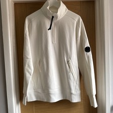 C.P. Company Arm Lens Quarter Zip Sweatshirt Medium White