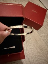 Small Cartier White Gold Bracelet Bangle Size 15
