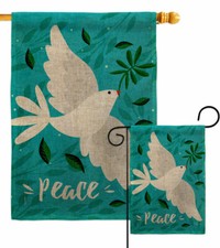 Want Peace Burlap Garden Flag