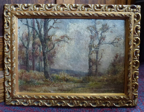 Antique art framed oil - antique,