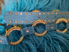 Ladies Diamanté Blue Ring Belt  Women's blue metal ring Diamanté Belt size M
